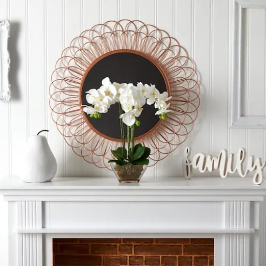 22" White Triple Orchid in Glass Vase {5}