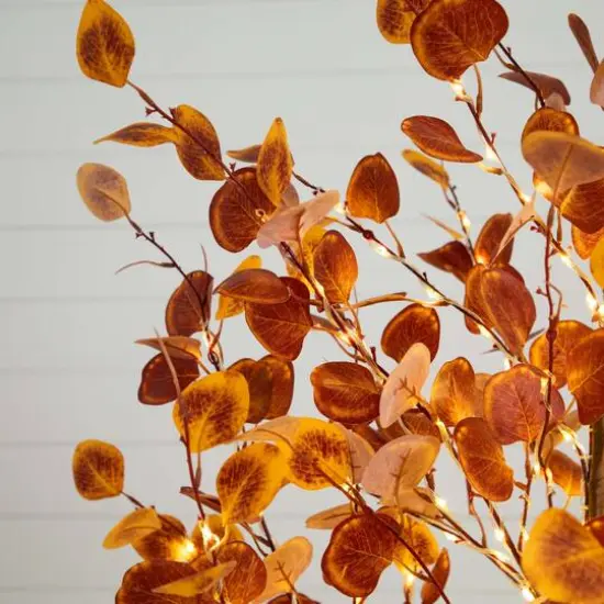 6ft. Pre-Lit LED Autumn Eucalyptus Artificial Fall Tree {7}