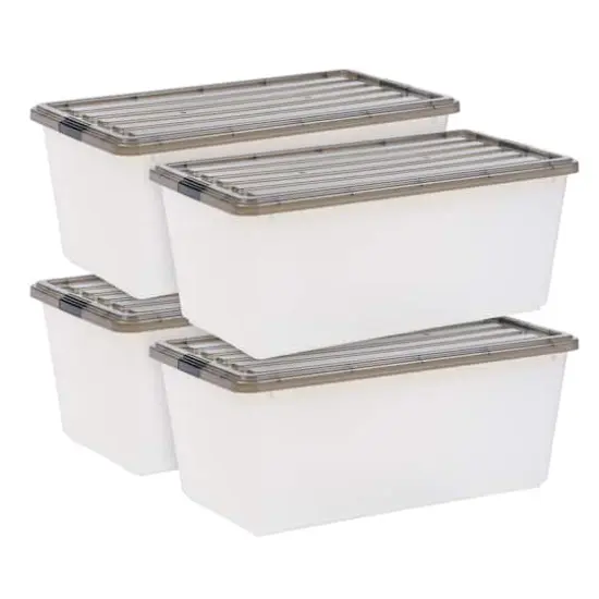 Iris® 91qt. Clear View Plastic Storage Bins with Gray Latching Buckle Lids, 4ct. {1}