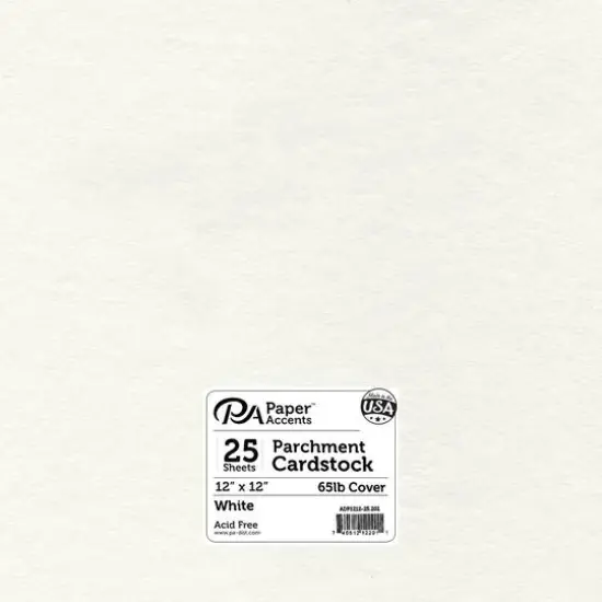 PA Paper™ Accents 12" x 12" 65lb. Parchment Cardstock, 25 Sheets White {1}