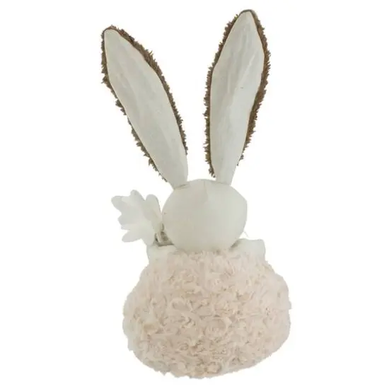 14" Beige & Brown Plush Easter Bunny Holding a Carrot Figure {6}