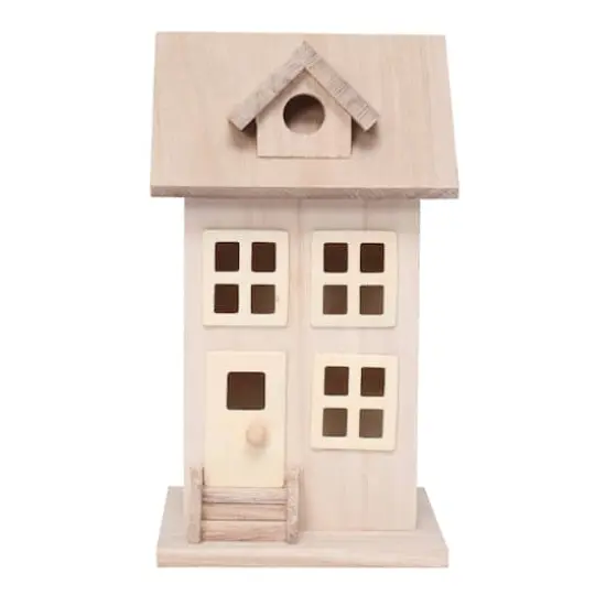 7.5" Unfinished Wood Townhouse Birdhouse by Make Market&reg; {1}