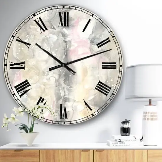 Designart 'Watercolor Snowflakes Ii Farmhouse Wall Clock {3}