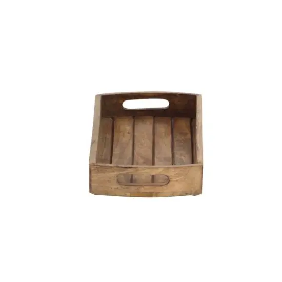 Light Brown Mango Wood Rustic Tray Set {5}