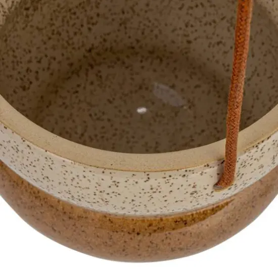 Hello Honey&reg; 5.6" Brown & Cream Hanging Stoneware Planter {7}