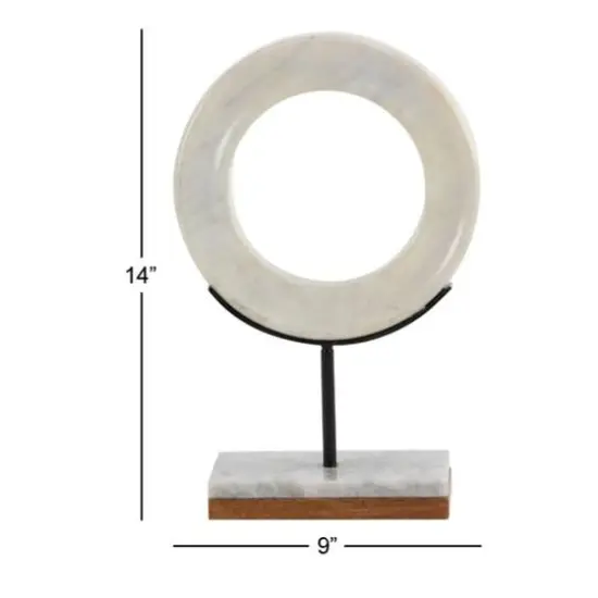CosmoLiving by Cosmopolitan 14" White Geometric Marble Sculpture {7}