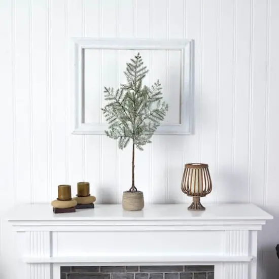 3ft. Unlit Frosted Pine Artificial Christmas Tree in Decorative Planter {4}