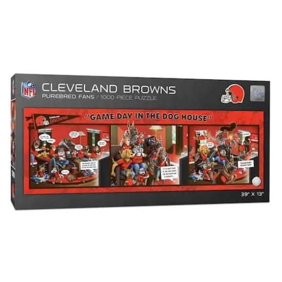 NFL Game Day in the Dog House 1,000 Piece Puzzle Cleveland Browns {1}