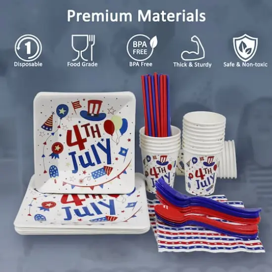 171 Piece Patriotic 4th of July Disposable Party Set {3}