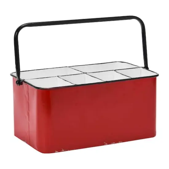 Hello Honey&reg; 6-Compartment Metal Caddy with Handle Red {1}