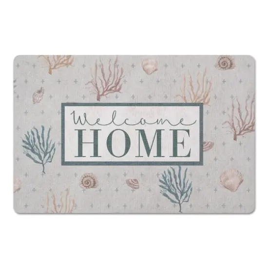 Welcome Home Multi Shell Plus Floor Mat Coral and Blue Plus on Blue {1}