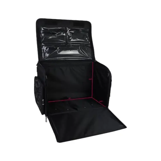 Everything Mary Pink & Gray Floral 4 Wheel Collapsible Deluxe Sewing Machine Storage Case {4}