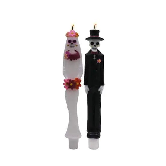 10" Day of the Dead Skeleton Bride & Groom Unscented Taper Candles by Ashland&reg; {3}
