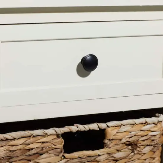 28" White Traditional Wooden Storage Unit with Baskets {3}