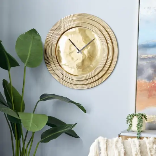 24" Aluminum Coastal Wall Clock Gold {3}