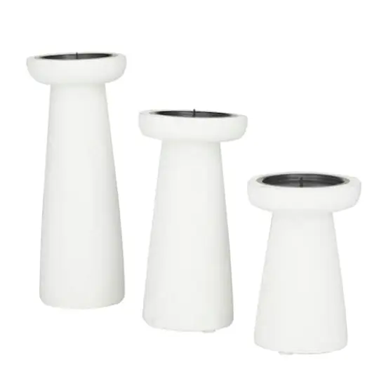 CosmoLiving by Cosmopolitan White Modern Candle Holder Set {1}