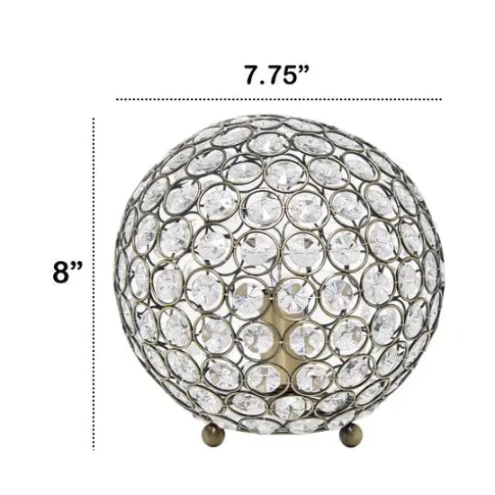 Lalia Home 8" Antique Brass Elipse Crystal Glam Orb Table Lamp {4}