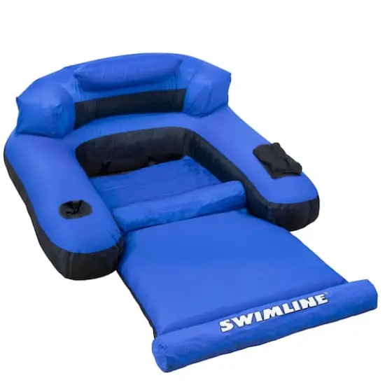 Swimline 4.5ft. Inflatable Blue & Black Ultimate Swimming Pool Chair Lounger {1}