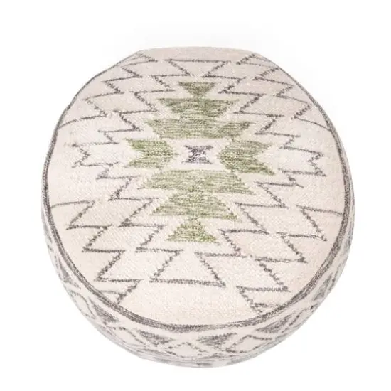 Hello Honey&reg; 12" Kilim Wool Blend Round Pouf {10}