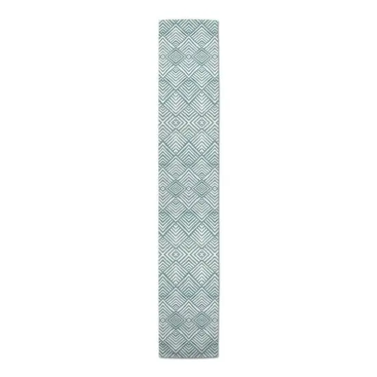 72" Watercolor Diamond Cotton Twill Runner Blue {4}
