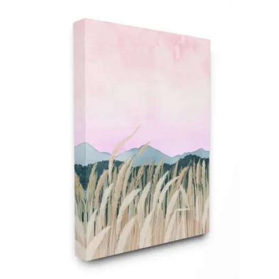 Stupell Industries Wheat Field Dawn Pink & Green Watercolor Painting Canvas Wall Art {1}