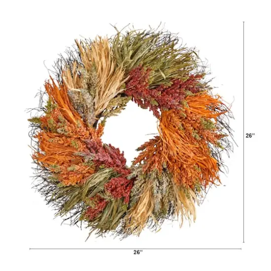 26" Sorghum Harvest Autumn Artificial Wreath {3}