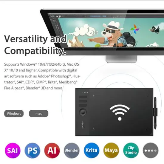 XPPen 10" x 6" Star 06 Wireless Graphics Drawing Tablet {7}