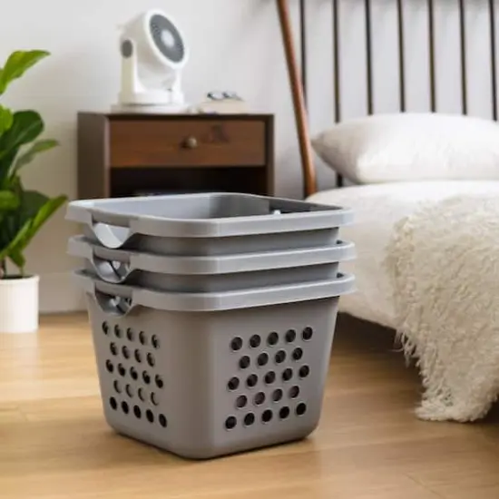 IRIS 30L Gray/Dark Gray Compact Laundry Basket Hamper, 3 Pack {3}