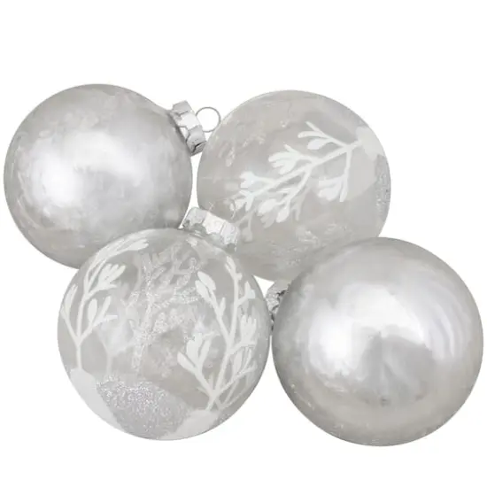 4ct. Silver & Clear 2-Finish Glass Ball Ornaments {5}