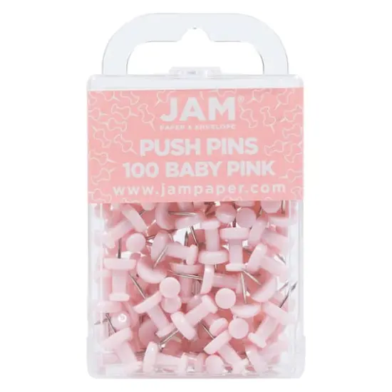 JAM Paper Colorful Standard Push Pins, 100ct. Baby Pink {1}