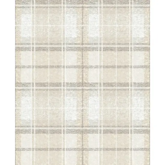 RoomMates Tweed Plaid Peel & Stick Wallpaper Beige {1}
