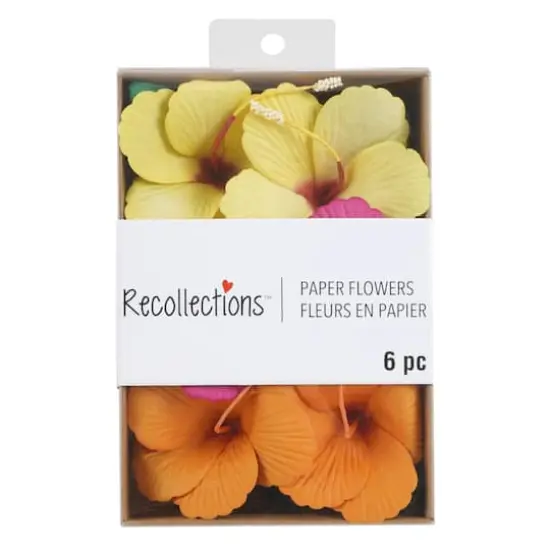 Yellow, Pink & Orange Hibiscus Paper Flowers by Recollections&trade;, 6ct. {4}