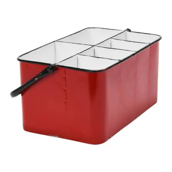 Hello Honey&reg; 6-Compartment Metal Caddy with Handle Red {6}