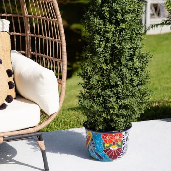 12.5" Handmade Mexican Talavera Ceramic Planter {8}