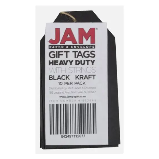JAM Paper Black Recycled Kraft Premium Gift Tags with Twine String, 10ct. {5}