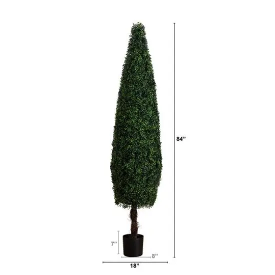 7ft. UV-Resistant Potted Boxwood Topiary Cone Tree {6}