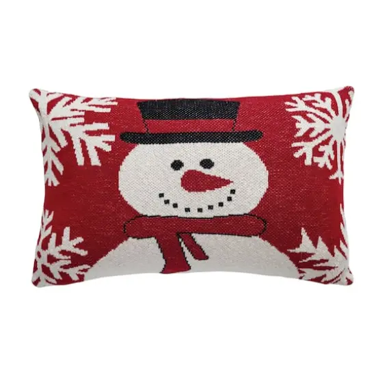 Hello Honey&reg; Snowman & Snowflakes Cotton Knit Chenille Pillow {1}