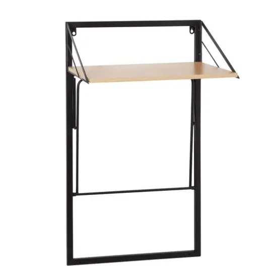 Honey Can Do Black & Maple Collapsible Wall-Mounted Hamper with Laundry Bag & Shelf {13}