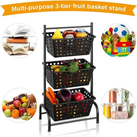NEX&trade; Black Metal & Plastic Storage Basket {4}