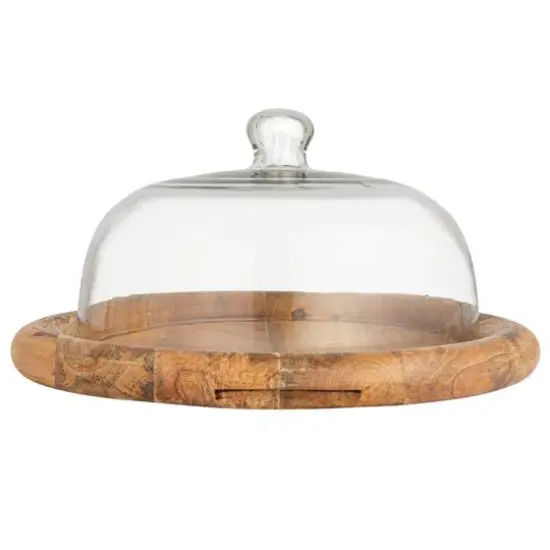 Hello Honey&reg; 16" Round Glass Cloche with Mango Wood Base {10}