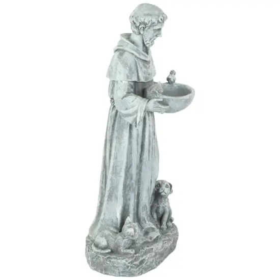 15.5" St. Francis Outdoor Bird Feeder Garden Statue {4}