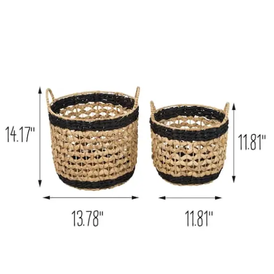 Honey Can Do Black & Brown Round Woven Decorative Nesting Basket Set {4}