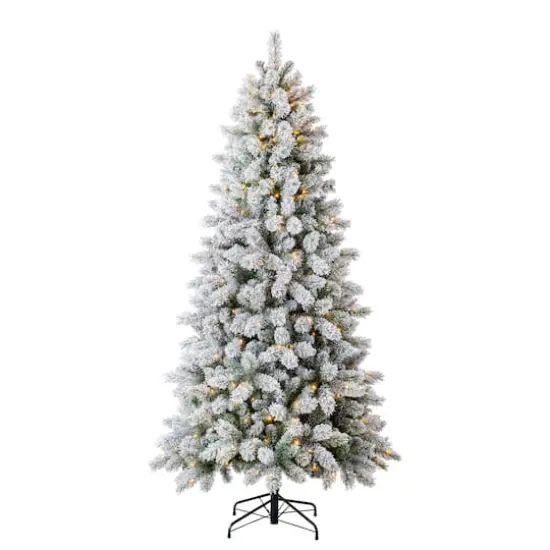 7.5ft. Pre-Lit Montreal Flocked Artifical Christmas Tree, LumaDazzle™ Color Changing Twinkle LED Lights by Ashland® {7}