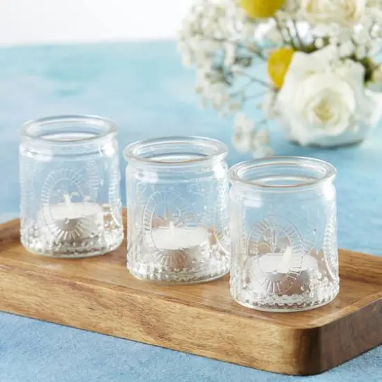 Kate Aspen&reg; Vintage Clear Glass Tea Light Holder, 4ct. {9}