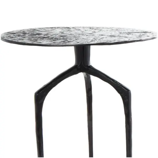 22" Gray Aluminum Geometric Textured Accent Table {6}