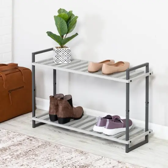 Honey Can Do Gray 2-Tier Tubular Shoe Rack {3}