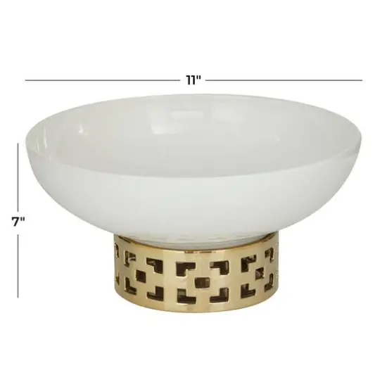 White Stoneware Glam Decorative Bowl, 7" x 11" x 11" {6}