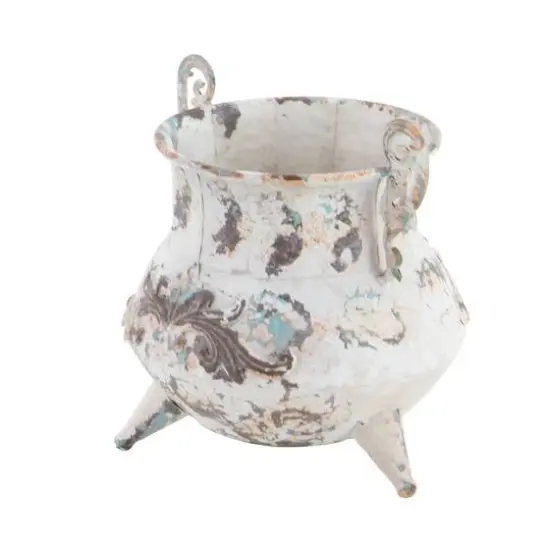 White Metal Vintage Vase, 11" x 11" x 11" {5}