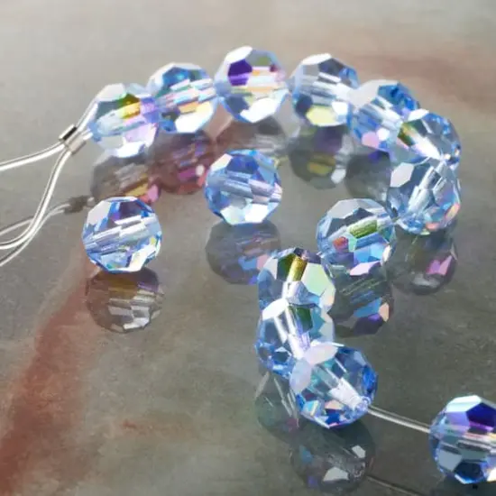 Preciosa Glass Crystal Round Beads, 8mm by Bead Landing&trade; Light Sapphire AB {3}