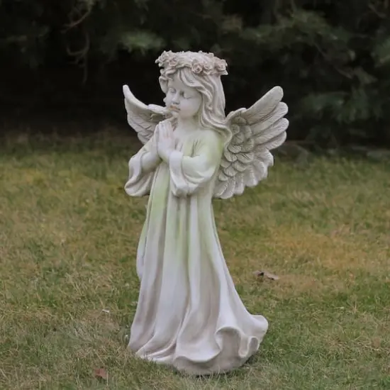 27" Angel Kneeling In Prayer Outdoor Patio Garden Statue {4}